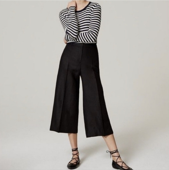 ❤️ NWT! ANN TAYLOR LOFT LINEN BLEND WIDE LEG CROP PANTS, 0 (25) - Picture 1 of 6